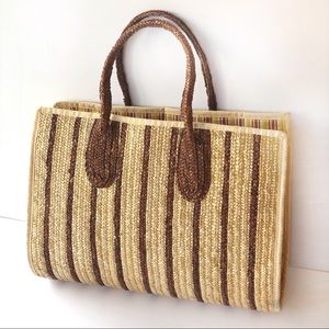 Vintage Style Large Straw Tote Bag